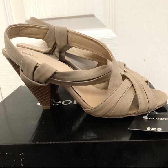 George Shoes Beige Open-Toe Heels/Sandals - Picture 3 of 10